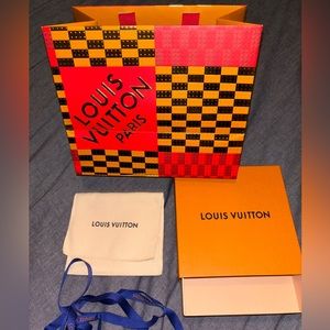 Authentic louis vuitton wallet dust bag, box, shopping bag, and ribbon